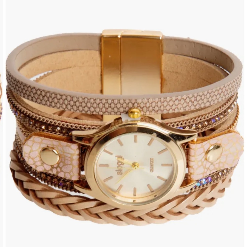 Faux Leather Strap Bracelet Watch